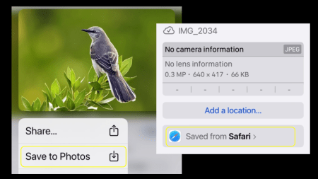 screen captures of the iPhone save photos workflow from iOS 17