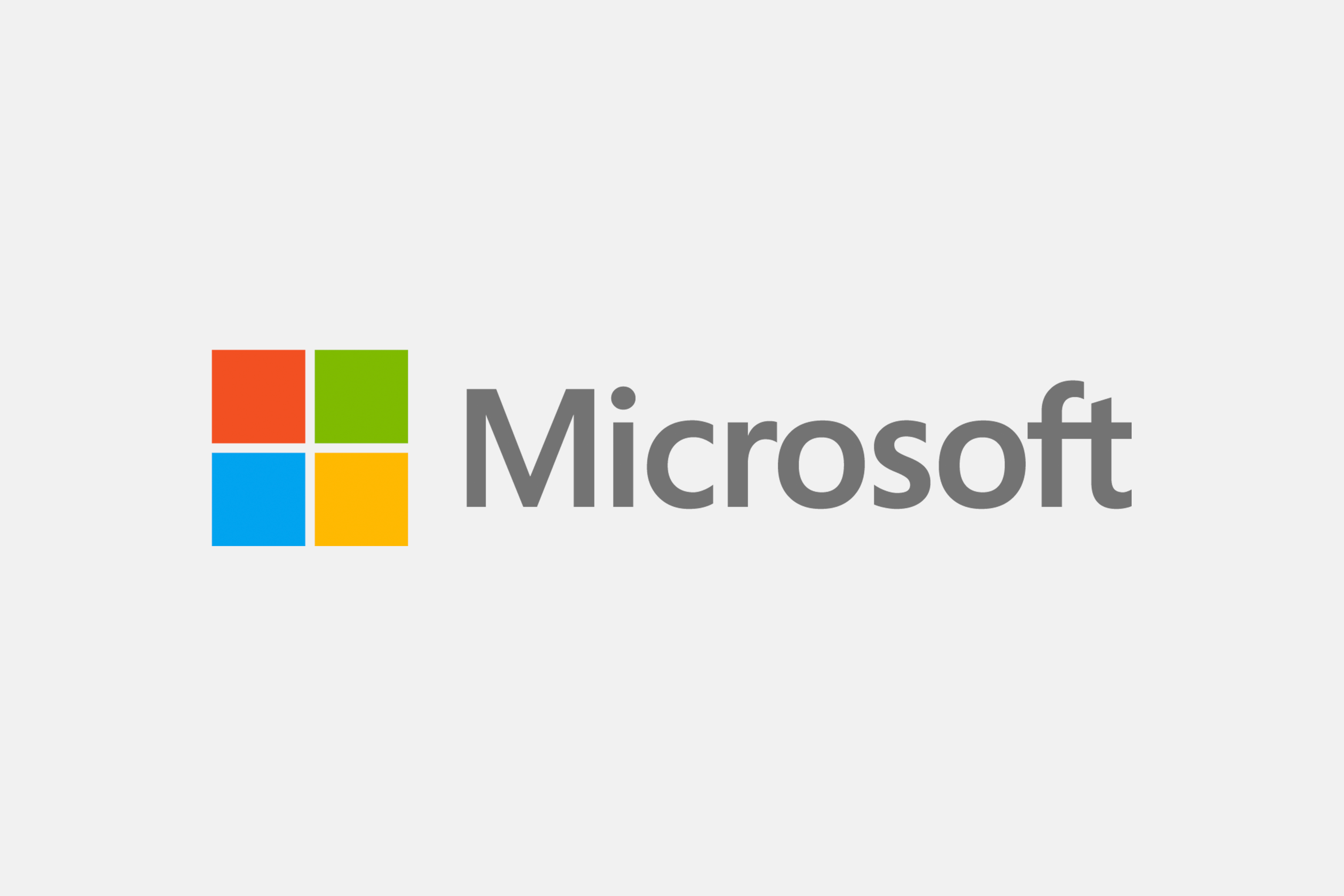 Microsoft logo on a grey background